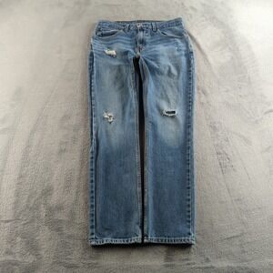 Levis 511 Jeans Mens 34x30 (Fits 32x30) Blue Light Wash Slim Straight Distressed